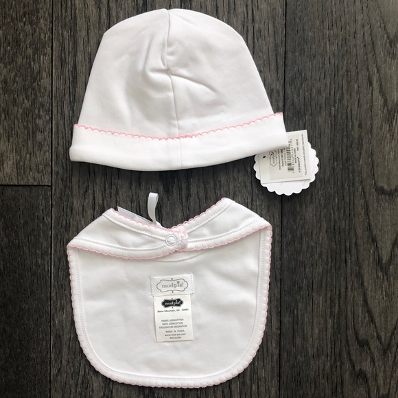 Mud Pie French Knot Cross baby Bib and hat - Picture 4 of 8